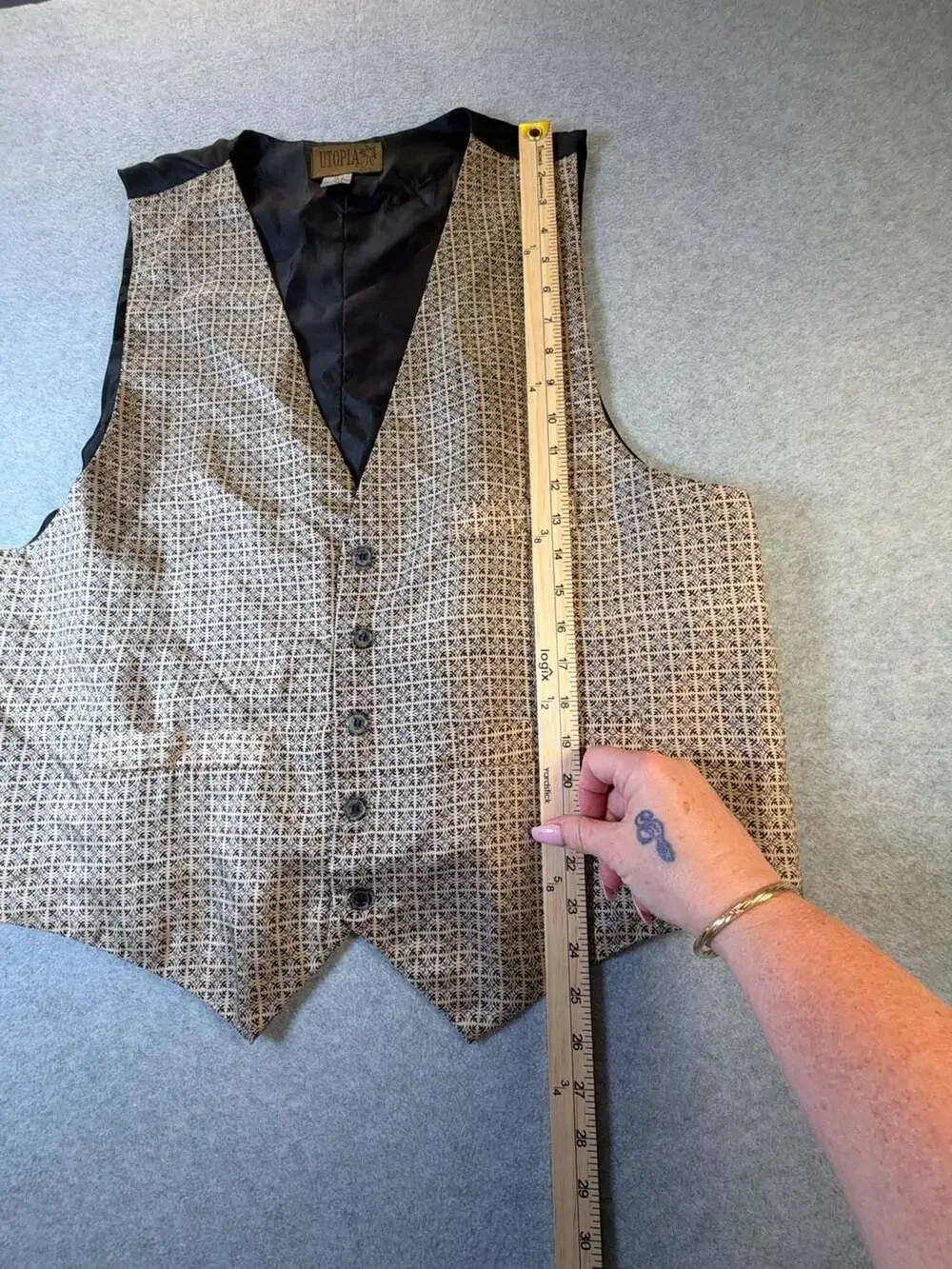 Utopia Vintage Men's Gold Brocade Geometric Silk Vest XL